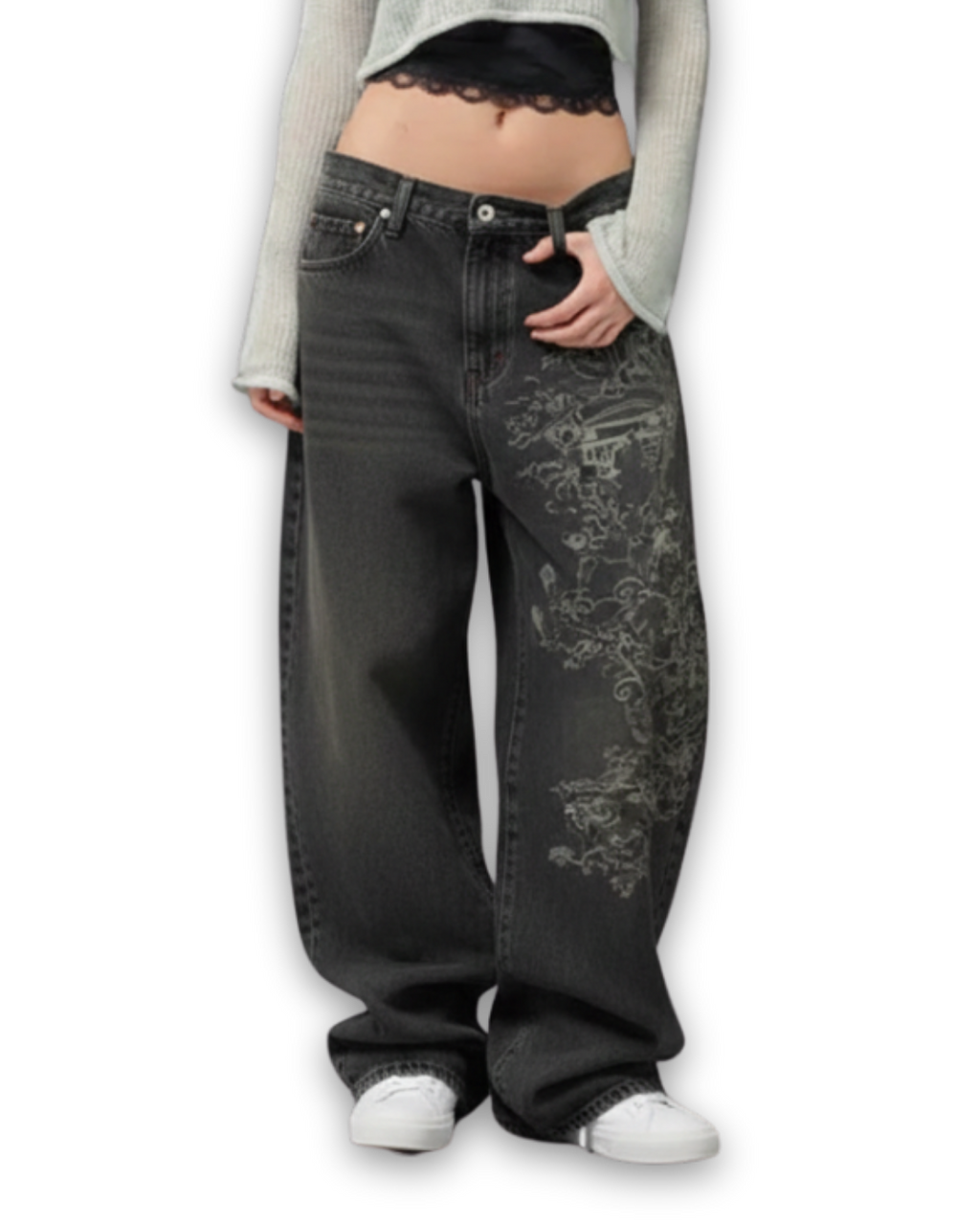 Golden Floral Jeans