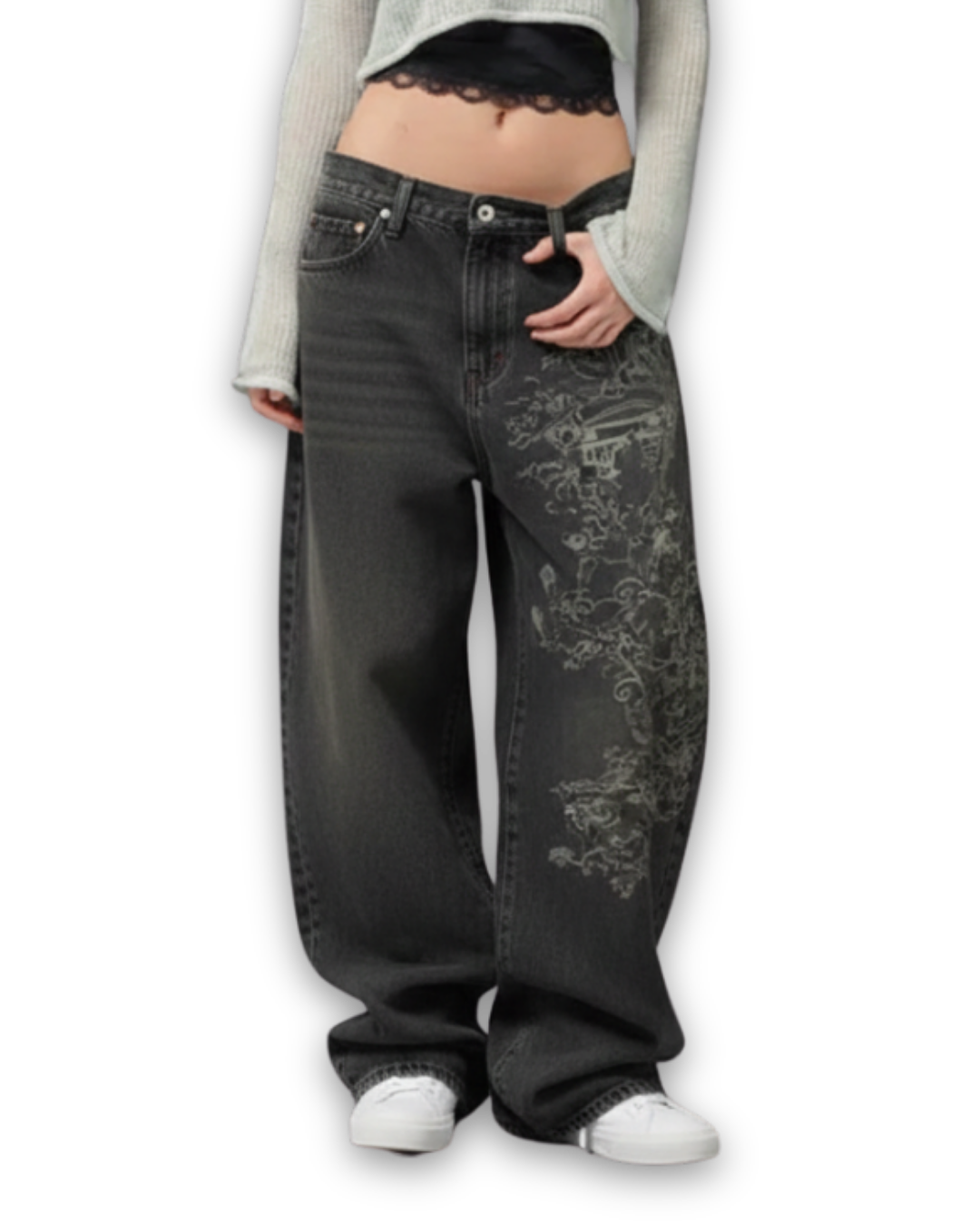 Golden Floral Jeans