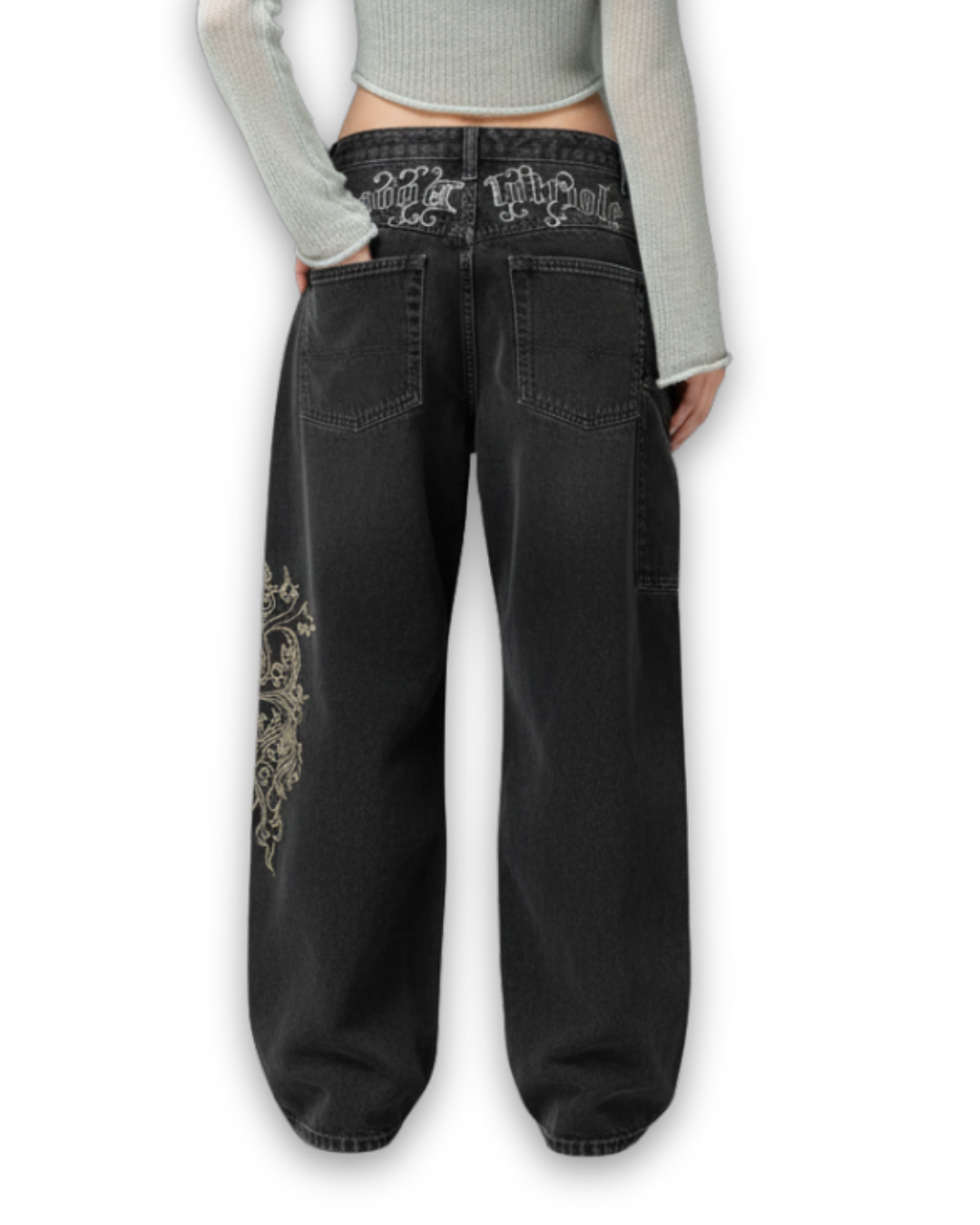 Golden Floral Jeans